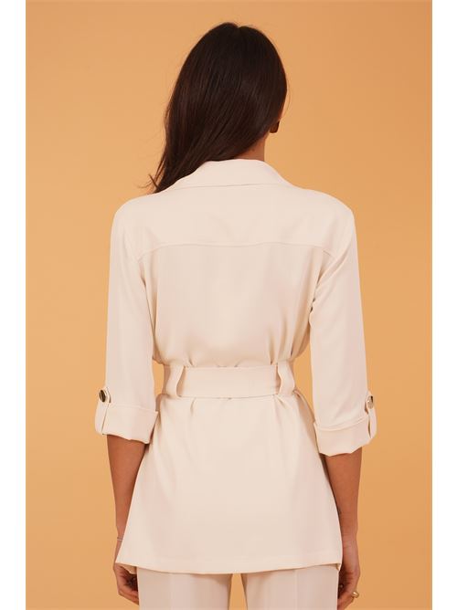 Giacca sariana in crepe GM by Gai Mattiolo | GM3785BURRO